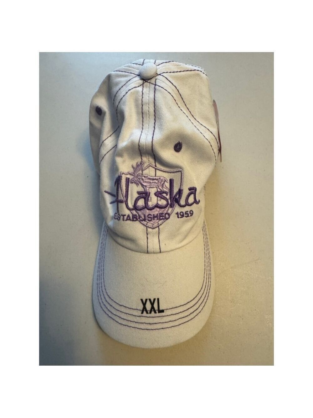 Men's Prairie Mountain Alaska Souvenir Hat One Size White Purple